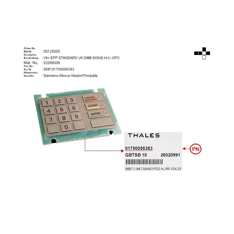 02098009 - V4+ EPP STD. UK  EMB. SIGNS -H.K. -GPO