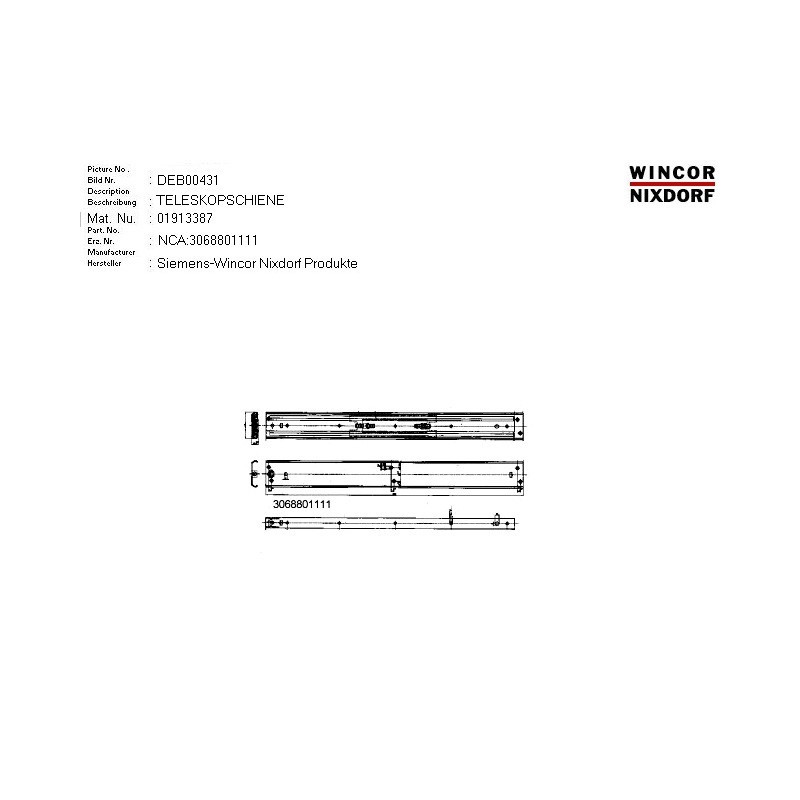 01913387 - SLIDER 690 MM PULLOUT 890MM RIGHT