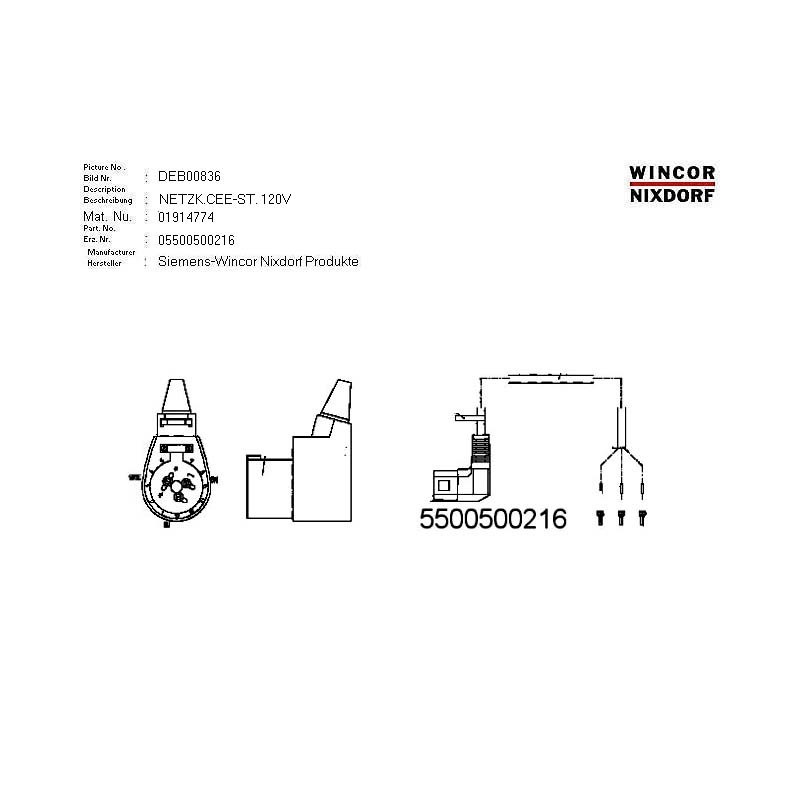 01914774 - POWER CABLE 120V CEE W.CON.:3 3.075M