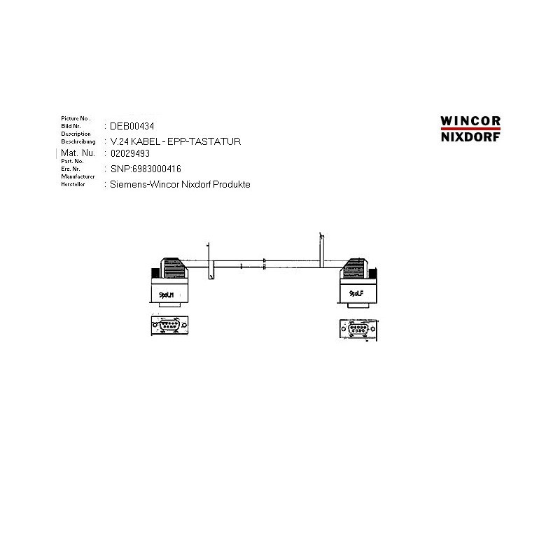 02029493 - V24 CABLE - EPP KEYBOARD 1800MM
