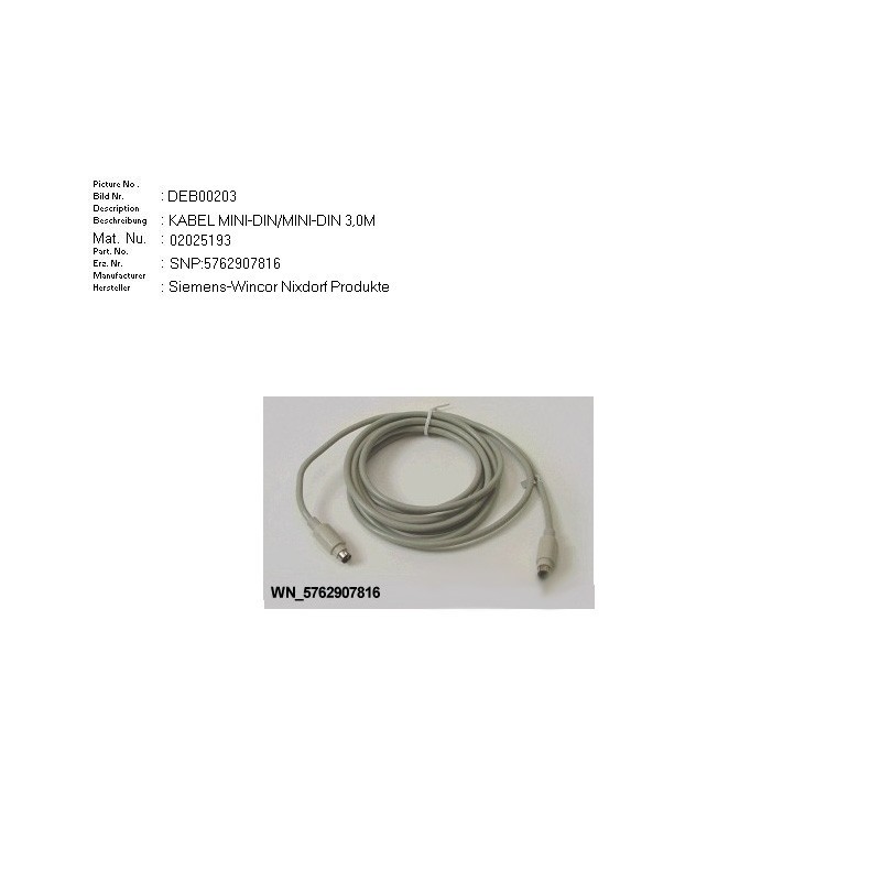 02025193 - CABLE MINI-DIN.MINI-DIN M.M 3.0M BEIGE