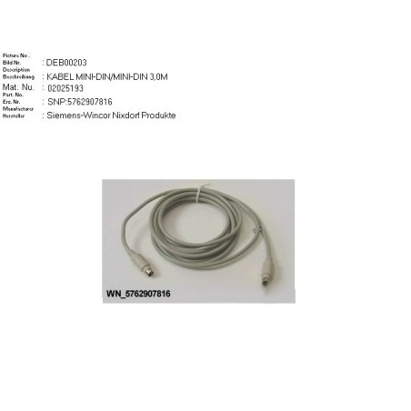 02025193 - CABLE MINI-DIN.MINI-DIN M.M 3.0M BEIGE