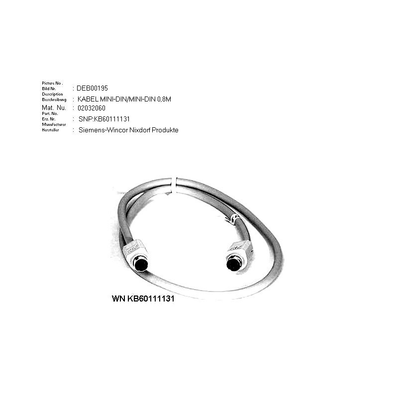 02032060 - CABLE MINI-DIN.MINI-DIN M.M 0.8M BEIGE