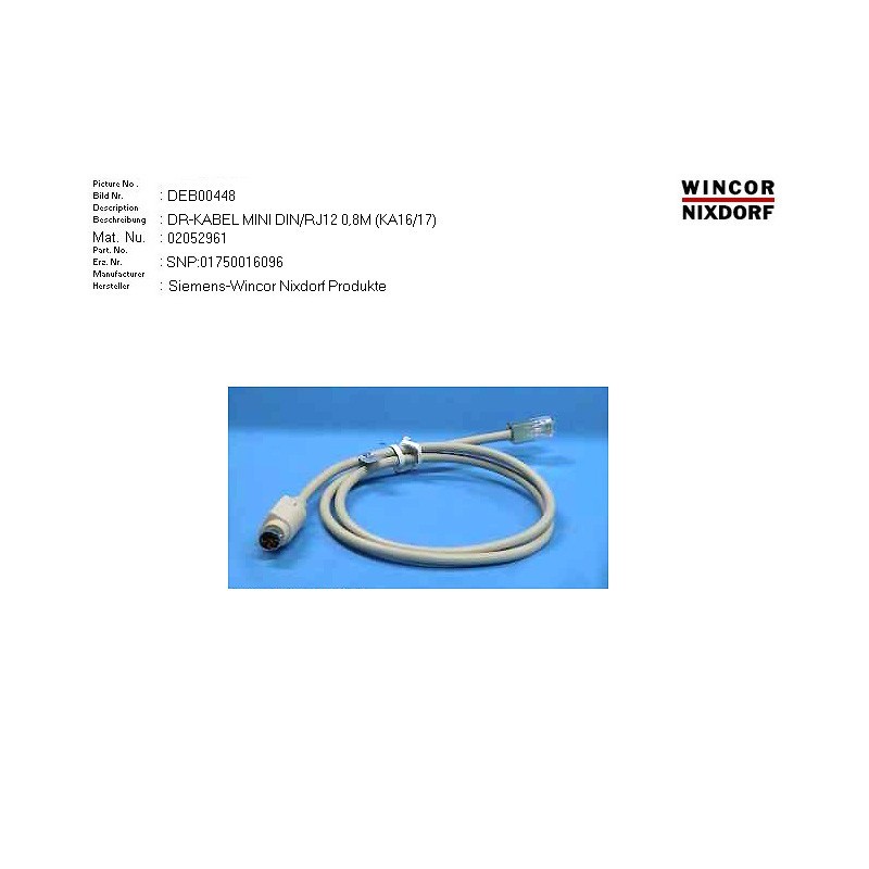 02052961 - CONNECTING CABLE MINI DIN.RJ12 0.8M BEIG