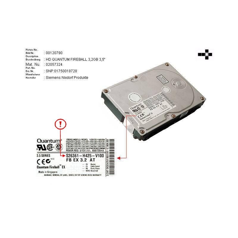 02057324 - HARD DISK 3.2GB 3.5 AT:FIREBALL EX32A