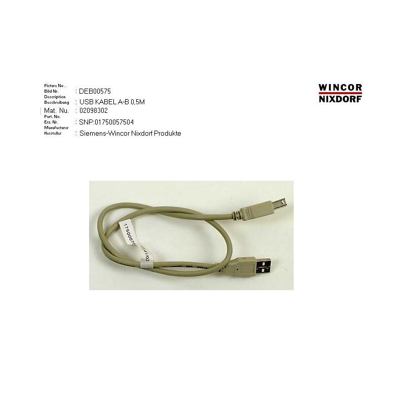 02098302 - USB-CABLE A-B 0.5M