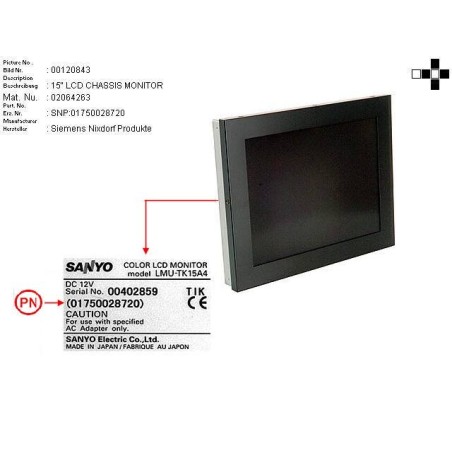 02064263 - 15  LCD MONITOR. DC 12V