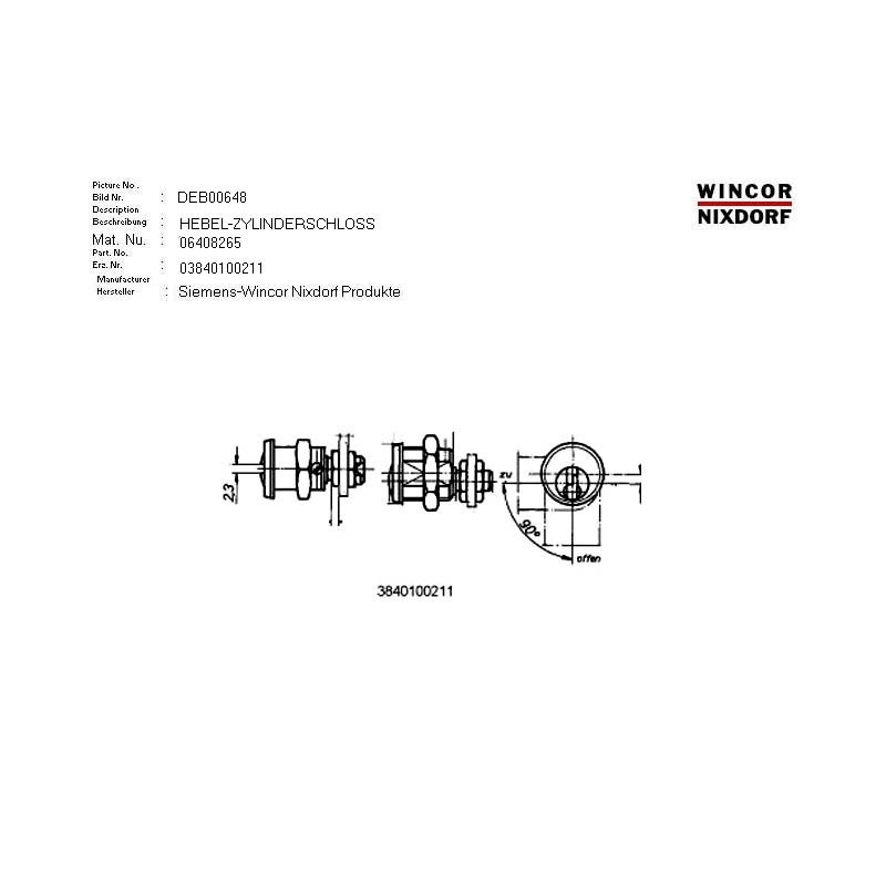 06408265 - LEVER CYLINDER LOCK:33.5 M 19X1 15.9