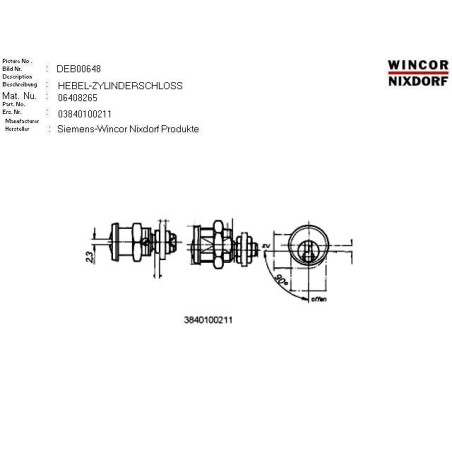 06408265 - LEVER CYLINDER LOCK:33.5 M 19X1 15.9