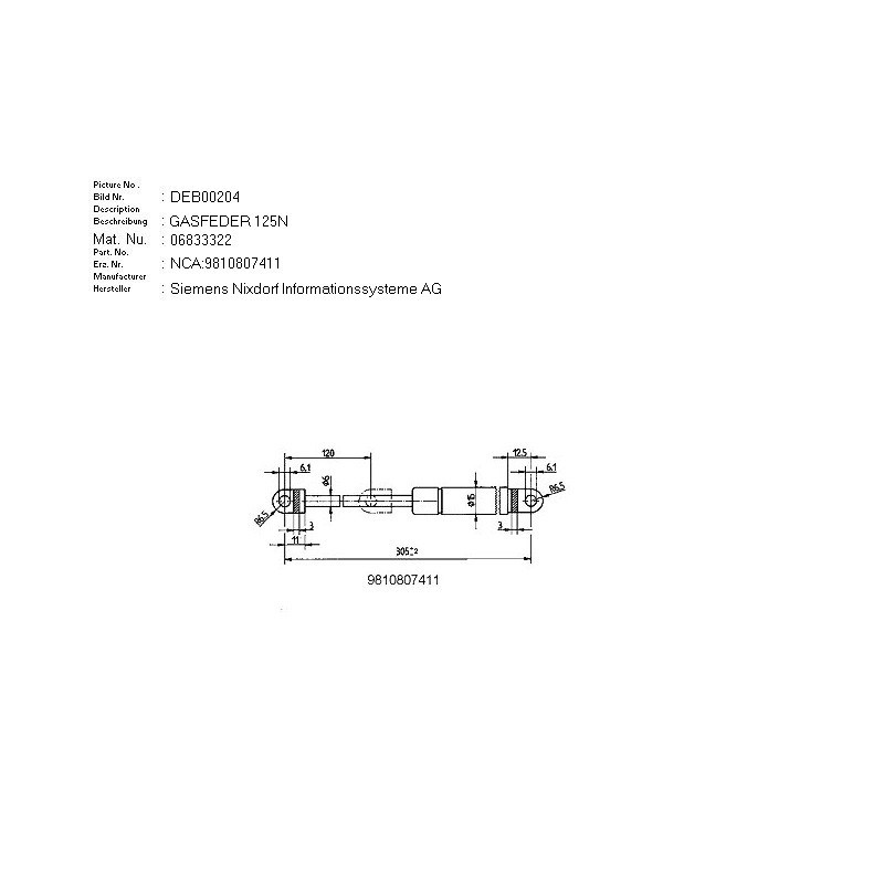 06833322 - GAS SPRING 125N