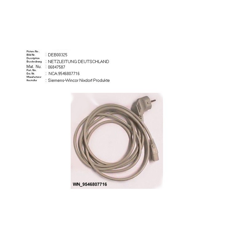 06847587 - POWER CABLE GERMANY 3.0M GREY