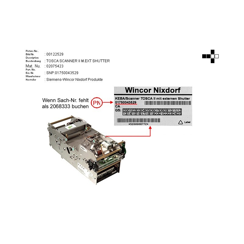 02075423 - KEBA . SCANNER TOSCA II W. EXT. SHUTTER