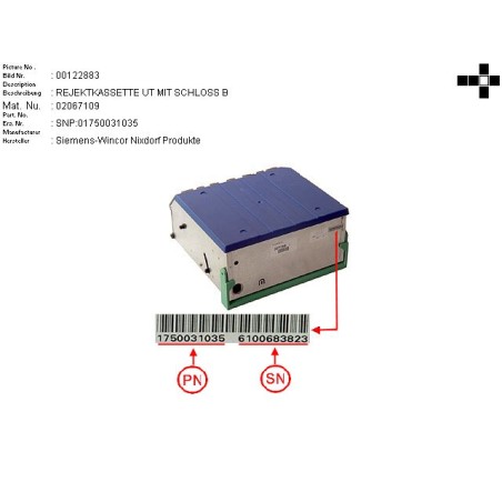 02067109 - REJECTCASSETTE UT WITH LOCK
