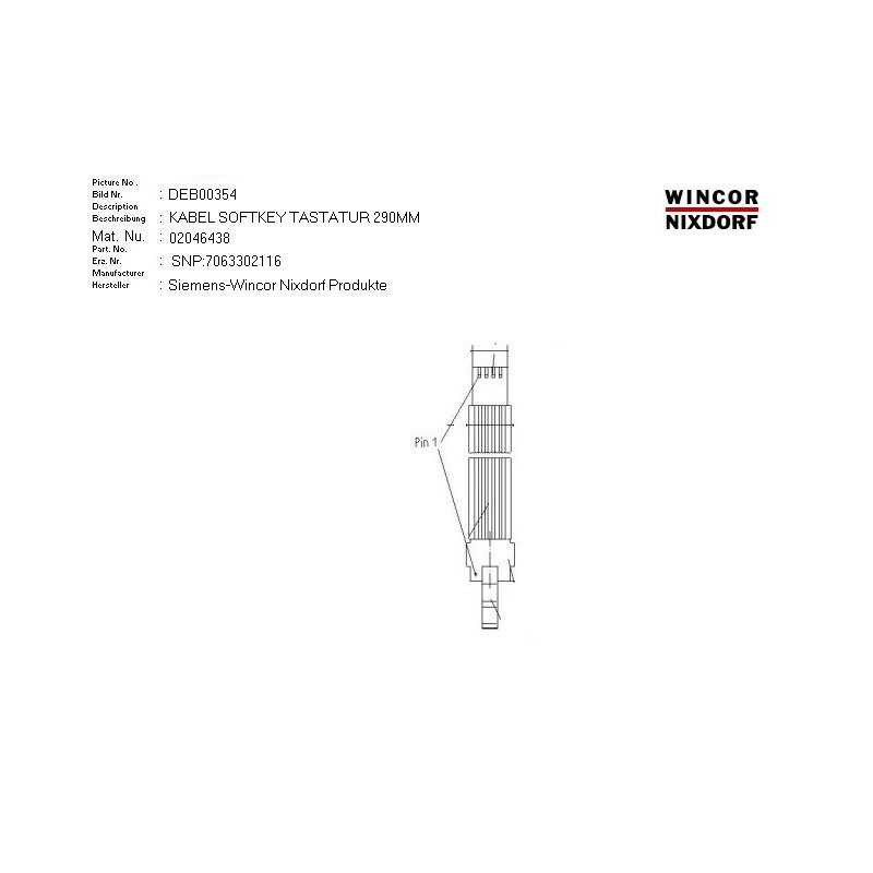 02046438 - CABLE SOFTKEY KEYBOARD 300MM