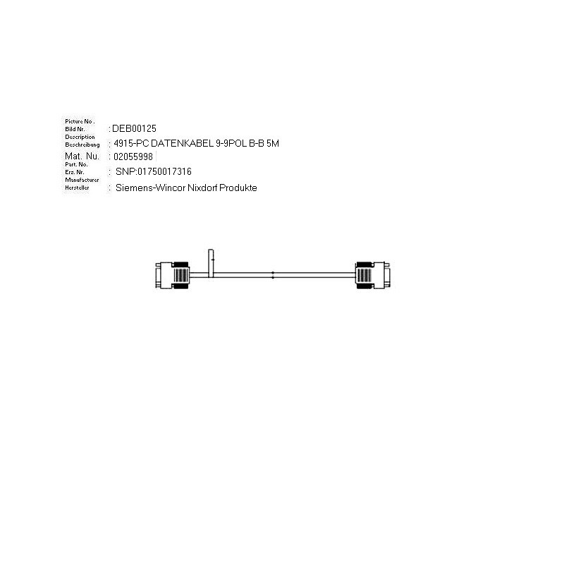 02055998 - DATA CABLE 4915 TO PC. 9-PIN.