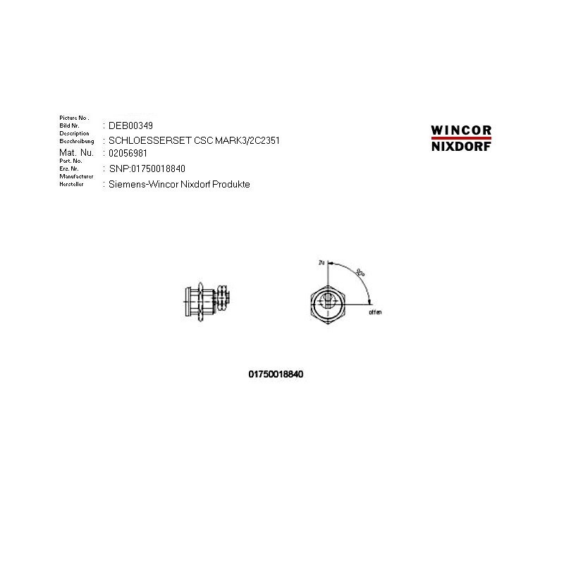 02056981 - SET OF LOCKS RL 225-08-1 2C2351 Z 2 K 3