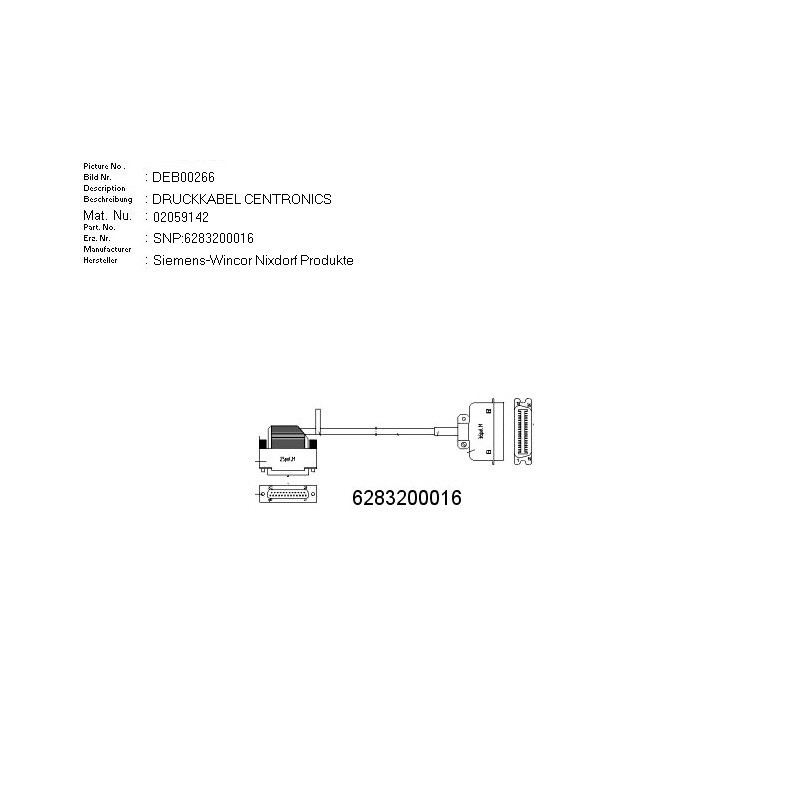 02059142 - PRINTER CABLE CENTRONICS