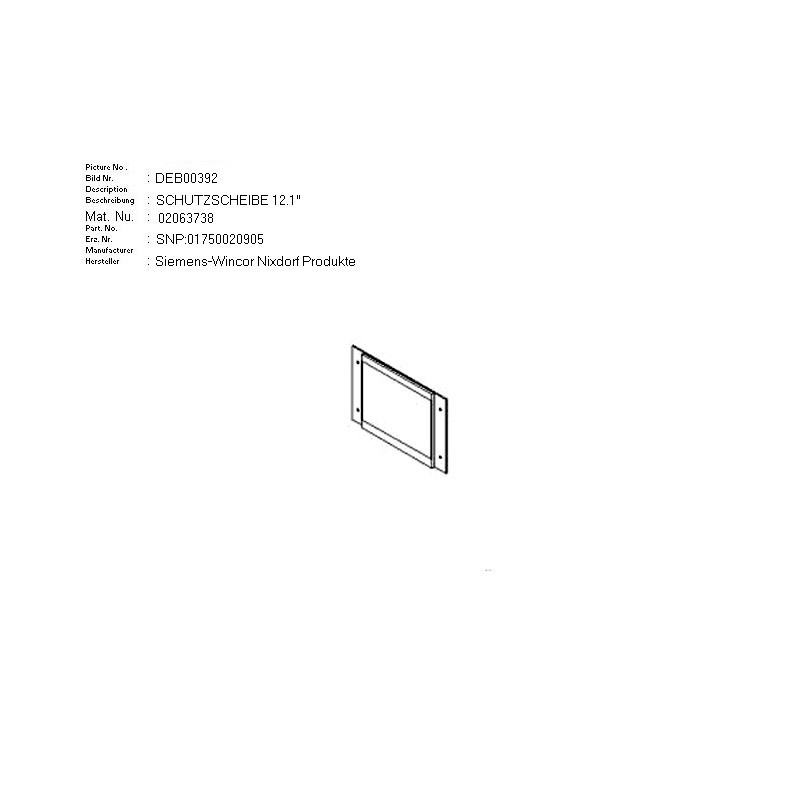02063738 - PROTECTIVE SCREEN 12.1 ZOLL