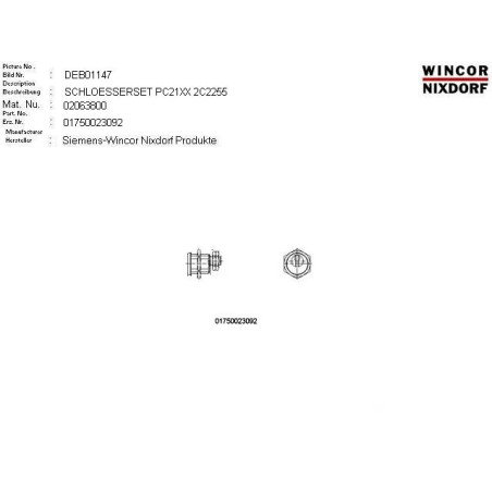 02063800 - SET OF LOCKS RL 225-08-1 2C2255 Z 2 K 3